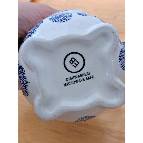 Earthbound Trading Company Elephant Figural Mug Cup Blue White Red Trunk Up - Picture 7 of 7